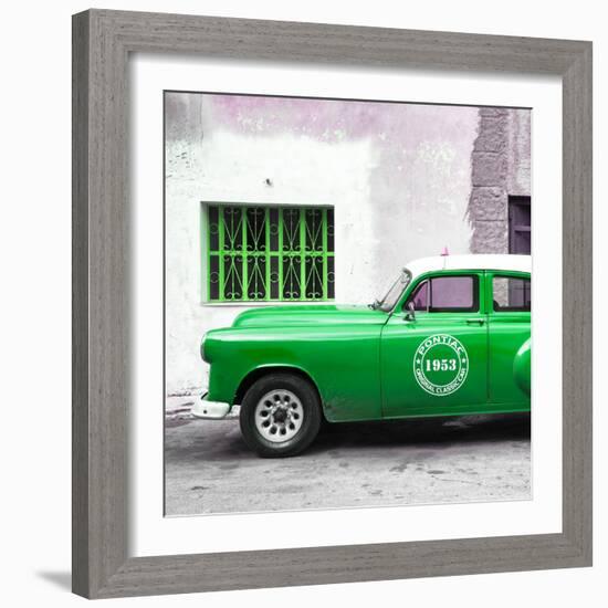 Cuba Fuerte Collection SQ - Green Pontiac 1953 Original Classic Car-Philippe Hugonnard-Framed Photographic Print