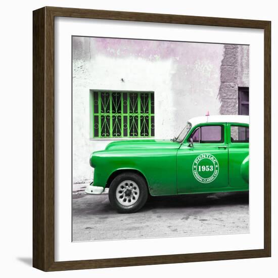 Cuba Fuerte Collection SQ - Green Pontiac 1953 Original Classic Car-Philippe Hugonnard-Framed Photographic Print