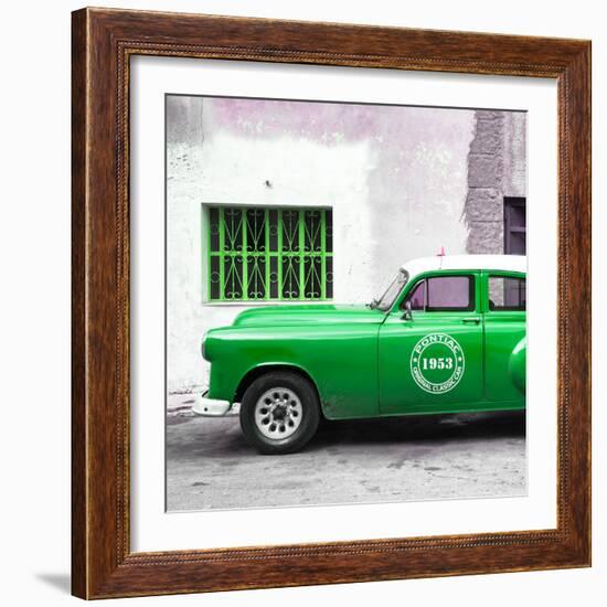 Cuba Fuerte Collection SQ - Green Pontiac 1953 Original Classic Car-Philippe Hugonnard-Framed Photographic Print