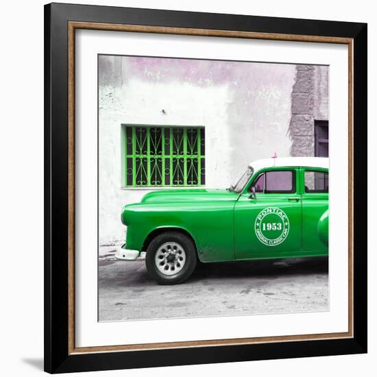 Cuba Fuerte Collection SQ - Green Pontiac 1953 Original Classic Car-Philippe Hugonnard-Framed Photographic Print