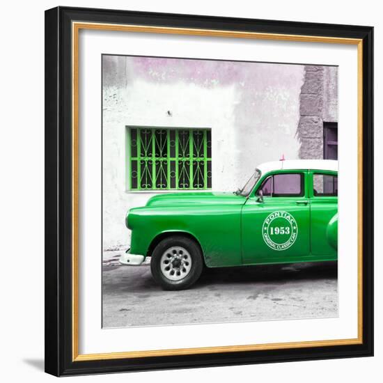 Cuba Fuerte Collection SQ - Green Pontiac 1953 Original Classic Car-Philippe Hugonnard-Framed Photographic Print