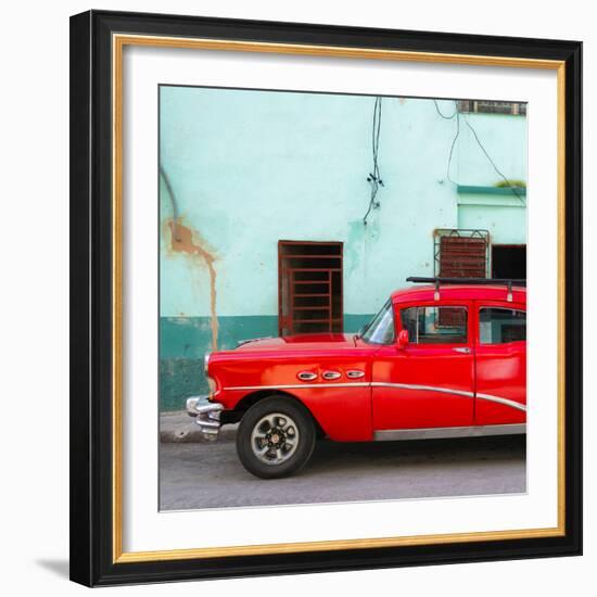 Cuba Fuerte Collection SQ - Havana Classic American Red Car-Philippe Hugonnard-Framed Photographic Print