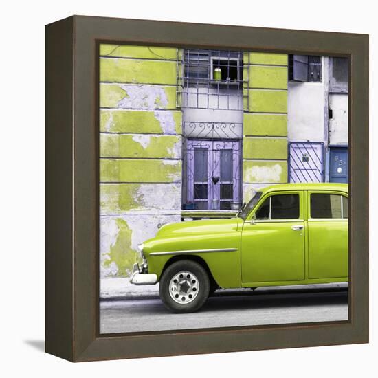 Cuba Fuerte Collection SQ - Lime Green Classic American Car-Philippe Hugonnard-Framed Stretched Canvas