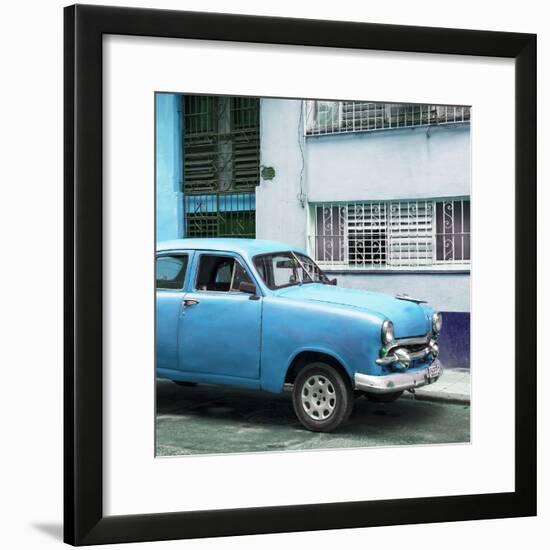 Cuba Fuerte Collection SQ - Old Blue Car in the Streets of Havana-Philippe Hugonnard-Framed Photographic Print
