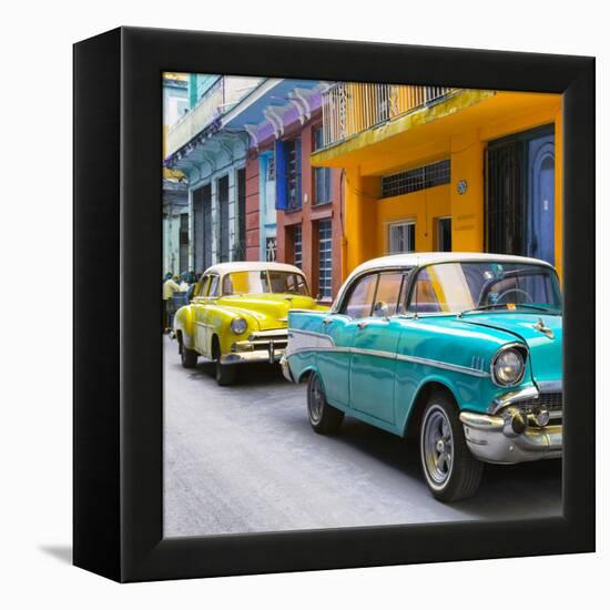 Cuba Fuerte Collection SQ - Old Cars Chevrolet Turquoise and Yellow-Philippe Hugonnard-Framed Stretched Canvas
