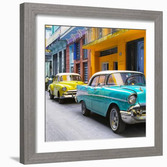 Cuba Fuerte Collection SQ - Old Cars Chevrolet Turquoise and Yellow-Philippe Hugonnard-Framed Photographic Print