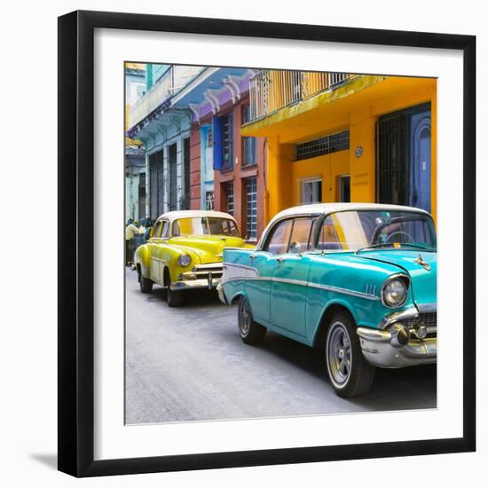 Cuba Fuerte Collection SQ - Old Cars Chevrolet Turquoise and Yellow-Philippe Hugonnard-Framed Photographic Print