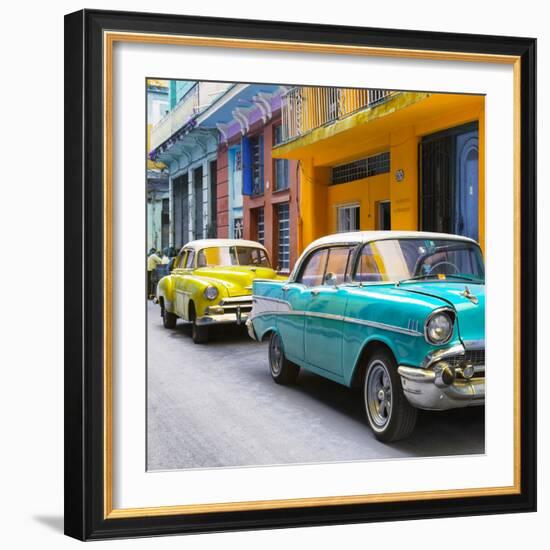 Cuba Fuerte Collection SQ - Old Cars Chevrolet Turquoise and Yellow-Philippe Hugonnard-Framed Photographic Print