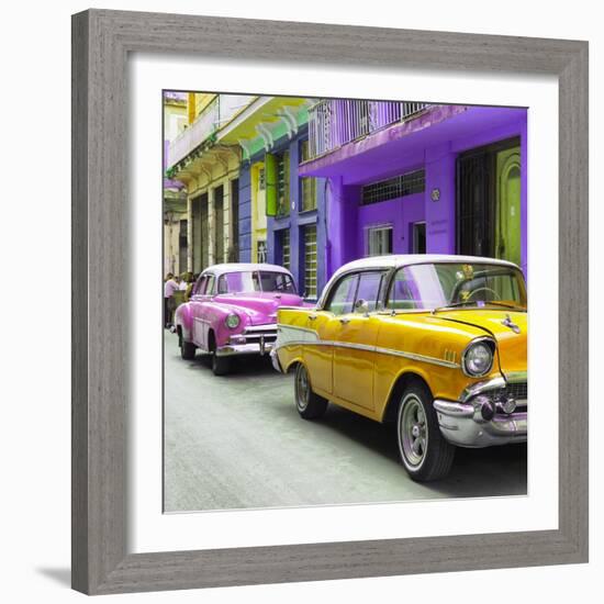 Cuba Fuerte Collection SQ - Old Cars Chevrolet Yellow and Pink-Philippe Hugonnard-Framed Photographic Print