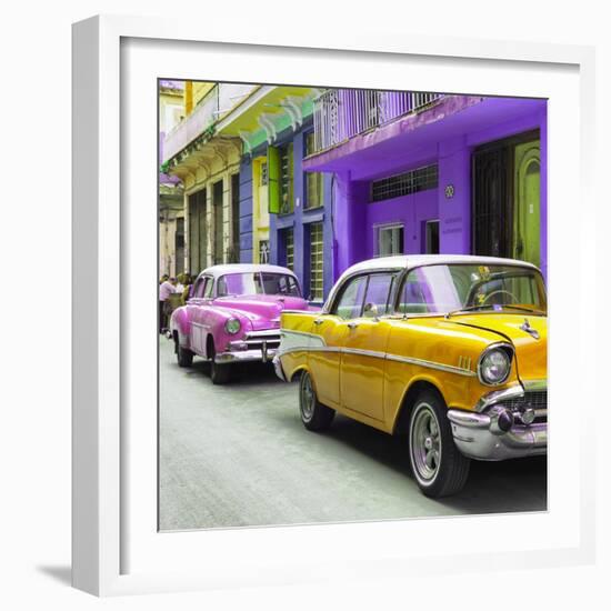 Cuba Fuerte Collection SQ - Old Cars Chevrolet Yellow and Pink-Philippe Hugonnard-Framed Photographic Print