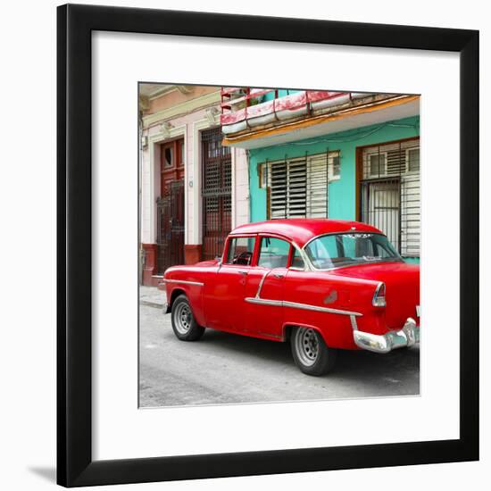 Cuba Fuerte Collection SQ - Old Cuban Red Car-Philippe Hugonnard-Framed Photographic Print