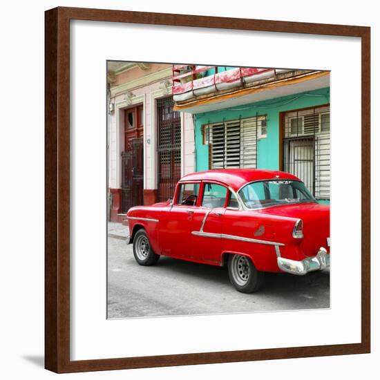 Cuba Fuerte Collection SQ - Old Cuban Red Car-Philippe Hugonnard-Framed Photographic Print