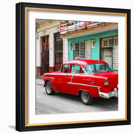 Cuba Fuerte Collection SQ - Old Cuban Red Car-Philippe Hugonnard-Framed Photographic Print