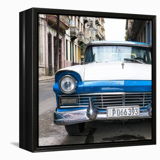 Cuba Fuerte Collection SQ - Old Ford Blue Car-Philippe Hugonnard-Framed Stretched Canvas