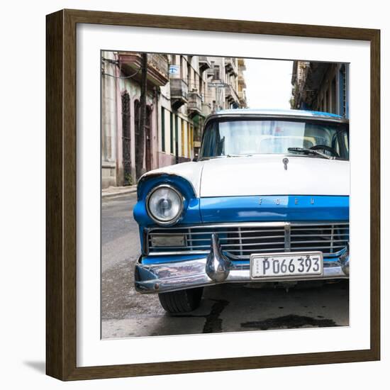 Cuba Fuerte Collection SQ - Old Ford Blue Car-Philippe Hugonnard-Framed Photographic Print