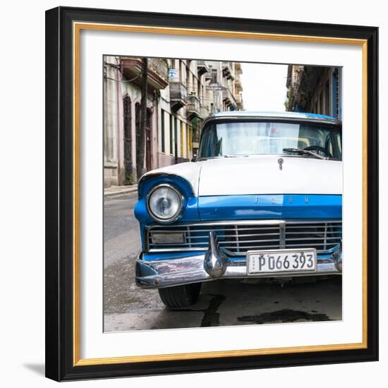 Cuba Fuerte Collection SQ - Old Ford Blue Car-Philippe Hugonnard-Framed Photographic Print