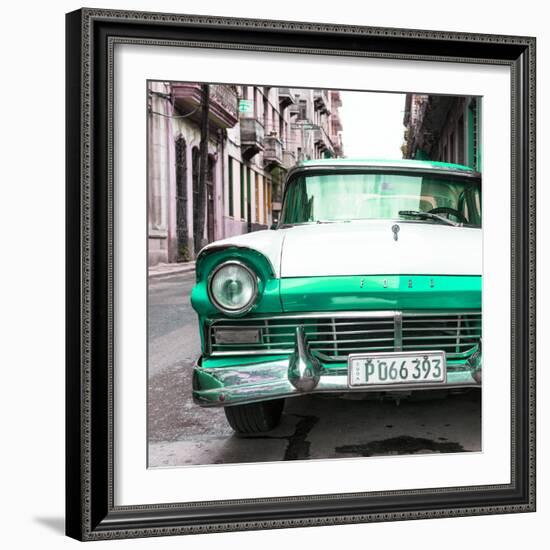 Cuba Fuerte Collection SQ - Old Ford Green Car-Philippe Hugonnard-Framed Photographic Print