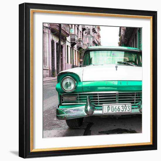 Cuba Fuerte Collection SQ - Old Ford Green Car-Philippe Hugonnard-Framed Photographic Print