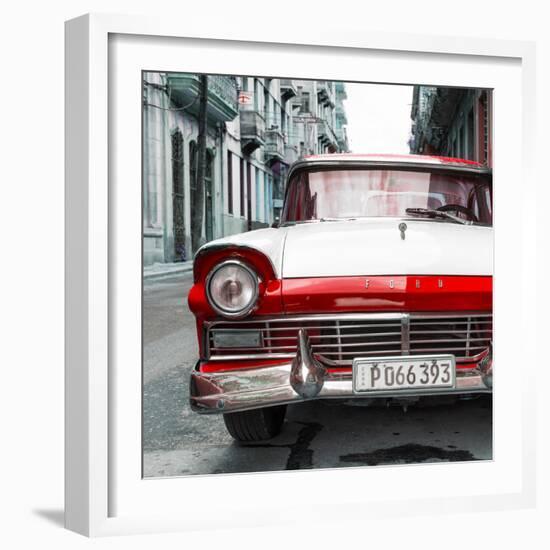 Cuba Fuerte Collection SQ - Old Ford Red Car-Philippe Hugonnard-Framed Photographic Print