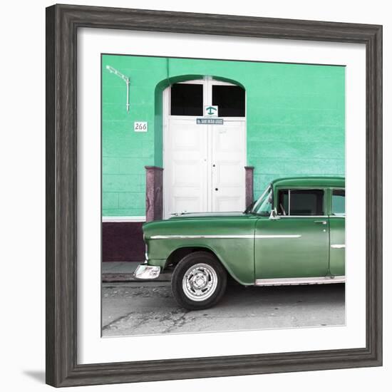 Cuba Fuerte Collection SQ - Old Green Car-Philippe Hugonnard-Framed Photographic Print