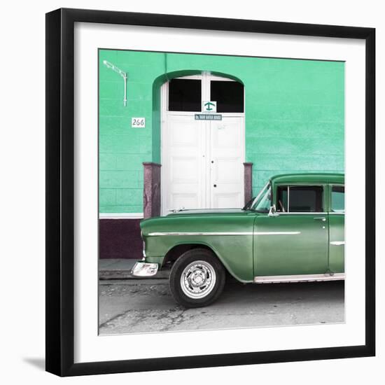 Cuba Fuerte Collection SQ - Old Green Car-Philippe Hugonnard-Framed Photographic Print