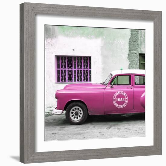Cuba Fuerte Collection SQ - Pink Pontiac 1953 Original Classic Car-Philippe Hugonnard-Framed Photographic Print