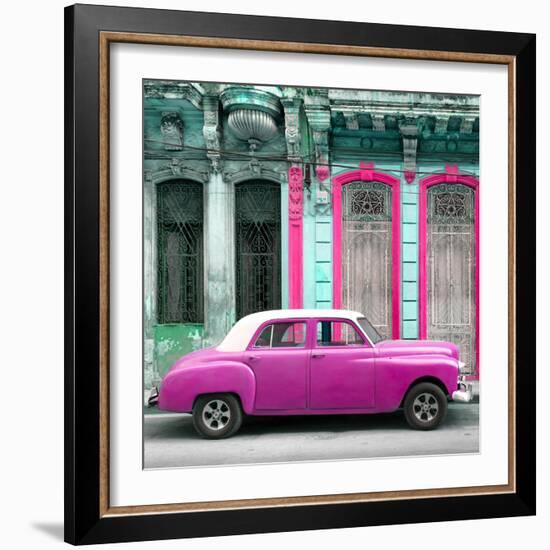 Cuba Fuerte Collection SQ - Pink Vintage Car in Havana-Philippe Hugonnard-Framed Photographic Print