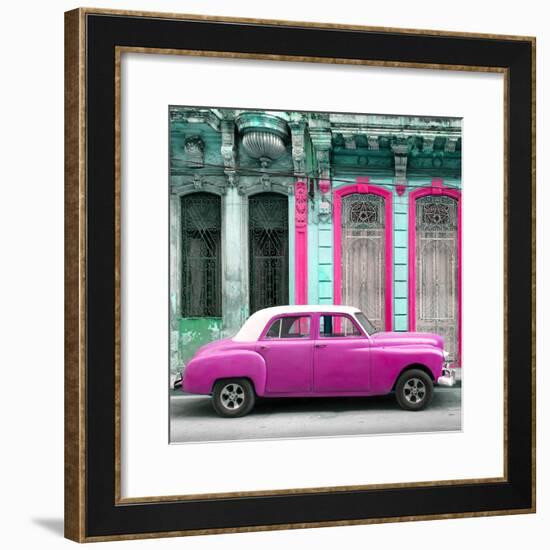 Cuba Fuerte Collection SQ - Pink Vintage Car in Havana-Philippe Hugonnard-Framed Photographic Print