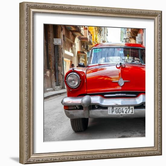 Cuba Fuerte Collection SQ - Red Taxi of Havana-Philippe Hugonnard-Framed Photographic Print