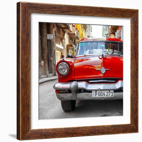 Cuba Fuerte Collection SQ - Red Taxi of Havana-Philippe Hugonnard-Framed Photographic Print