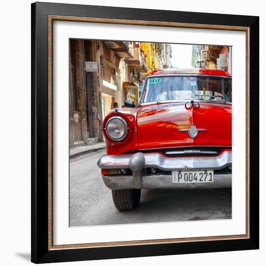 Cuba Fuerte Collection SQ - Red Taxi of Havana-Philippe Hugonnard-Framed Photographic Print