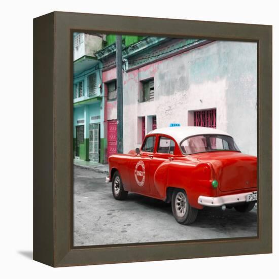 Cuba Fuerte Collection SQ - Red Taxi Pontiac 1953-Philippe Hugonnard-Framed Stretched Canvas