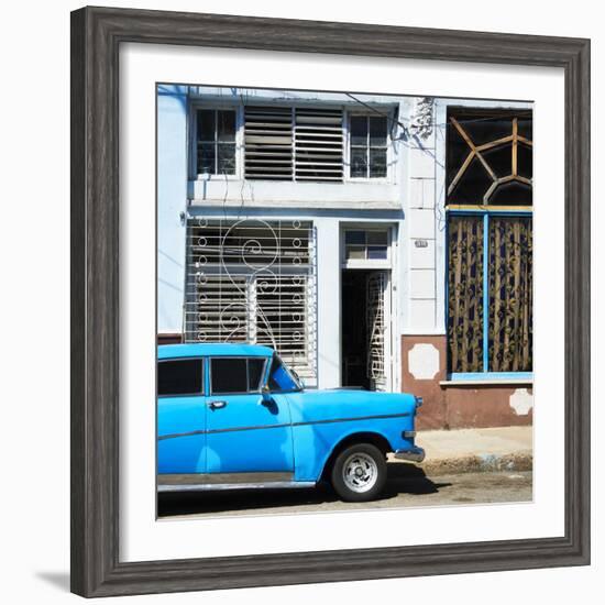 Cuba Fuerte Collection SQ - Retro Blue Car-Philippe Hugonnard-Framed Photographic Print