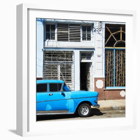 Cuba Fuerte Collection SQ - Retro Blue Car-Philippe Hugonnard-Framed Photographic Print