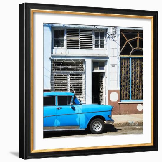 Cuba Fuerte Collection SQ - Retro Blue Car-Philippe Hugonnard-Framed Photographic Print