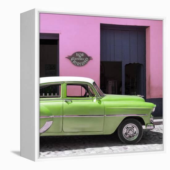 Cuba Fuerte Collection SQ - Retro Lime Green Car-Philippe Hugonnard-Framed Stretched Canvas