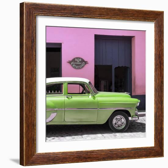 Cuba Fuerte Collection SQ - Retro Lime Green Car-Philippe Hugonnard-Framed Photographic Print