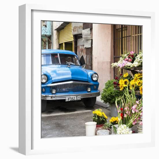 Cuba Fuerte Collection SQ - Sunflowers & Blue Car-Philippe Hugonnard-Framed Photographic Print