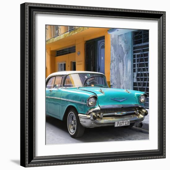 Cuba Fuerte Collection SQ - Turquoise Chevrolet Cuban-Philippe Hugonnard-Framed Photographic Print