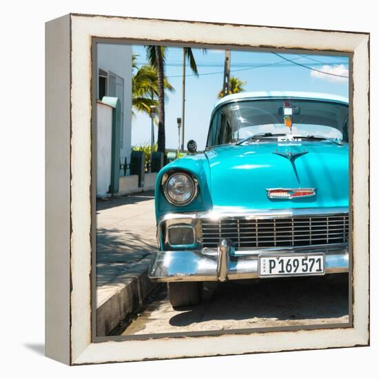 Cuba Fuerte Collection SQ - Turquoise Chevy-Philippe Hugonnard-Framed Stretched Canvas