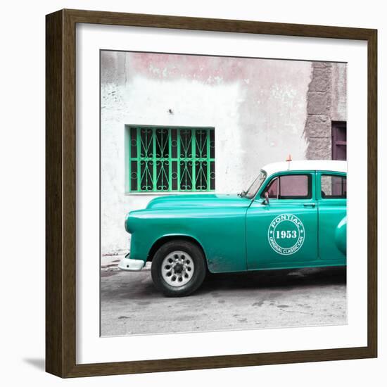 Cuba Fuerte Collection SQ - Turquoise Pontiac 1953 Original Classic Car-Philippe Hugonnard-Framed Photographic Print