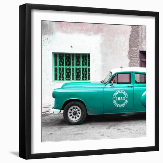 Cuba Fuerte Collection SQ - Turquoise Pontiac 1953 Original Classic Car-Philippe Hugonnard-Framed Photographic Print