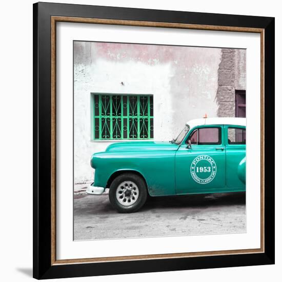 Cuba Fuerte Collection SQ - Turquoise Pontiac 1953 Original Classic Car-Philippe Hugonnard-Framed Photographic Print