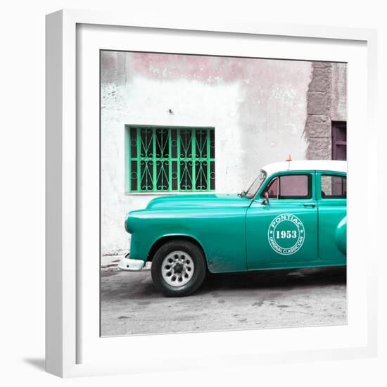 Cuba Fuerte Collection SQ - Turquoise Pontiac 1953 Original Classic Car-Philippe Hugonnard-Framed Photographic Print