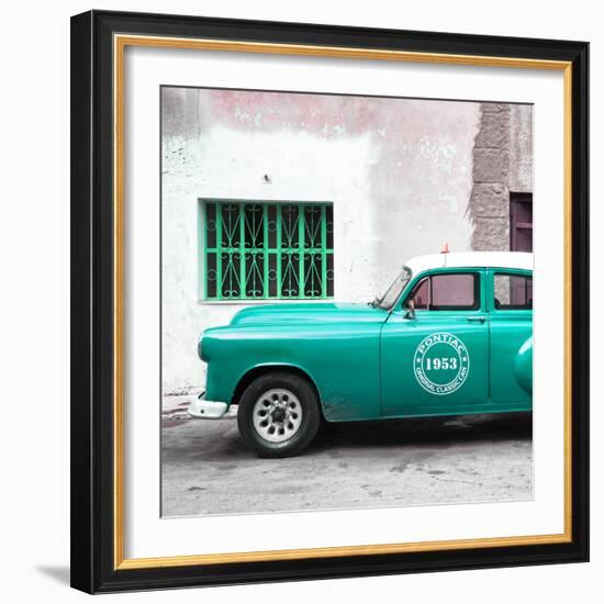 Cuba Fuerte Collection SQ - Turquoise Pontiac 1953 Original Classic Car-Philippe Hugonnard-Framed Photographic Print