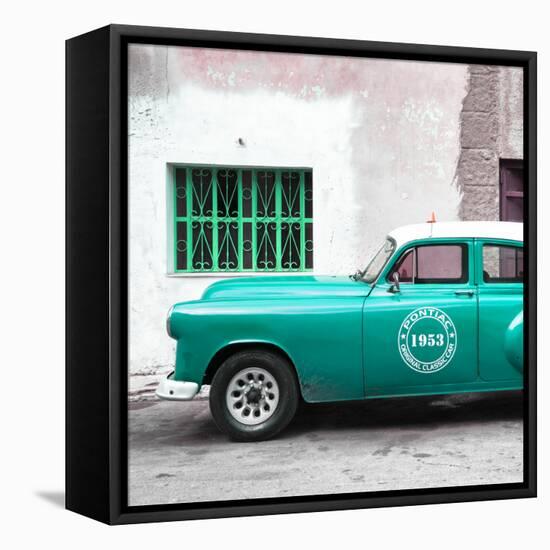 Cuba Fuerte Collection SQ - Turquoise Pontiac 1953 Original Classic Car-Philippe Hugonnard-Framed Stretched Canvas