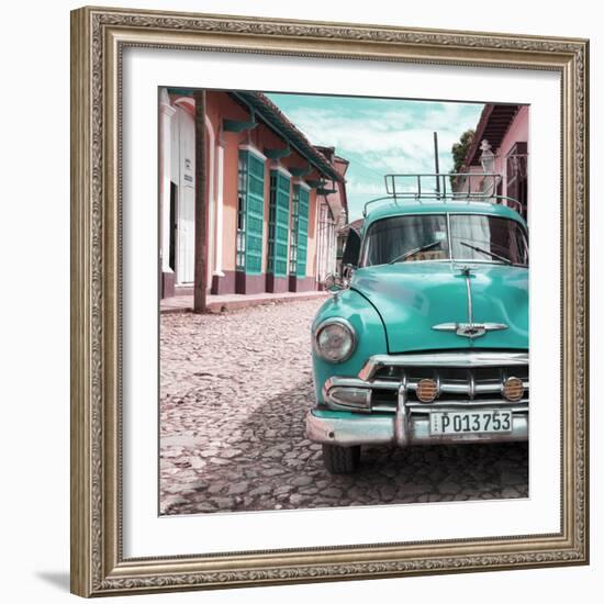 Cuba Fuerte Collection SQ - Turquoise Taxi in Trinidad-Philippe Hugonnard-Framed Photographic Print