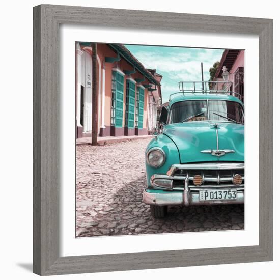 Cuba Fuerte Collection SQ - Turquoise Taxi in Trinidad-Philippe Hugonnard-Framed Photographic Print