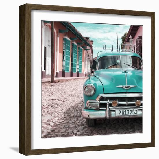 Cuba Fuerte Collection SQ - Turquoise Taxi in Trinidad-Philippe Hugonnard-Framed Photographic Print