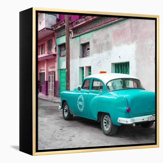 Cuba Fuerte Collection SQ - Turquoise Taxi Pontiac 1953-Philippe Hugonnard-Framed Stretched Canvas